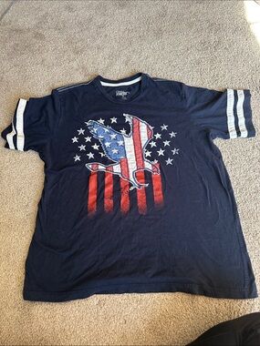 Navy Short-Sleeve Graphic Tee with American Eagle